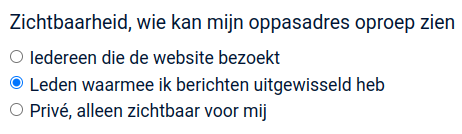 Zichtbaarheid van een oppasadres aanpassen
